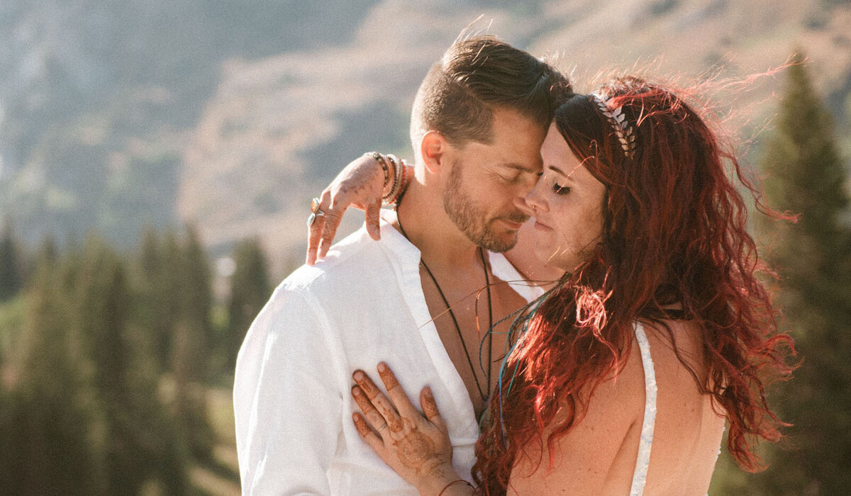 Britton and Carolee at a vow renewal in the mountains